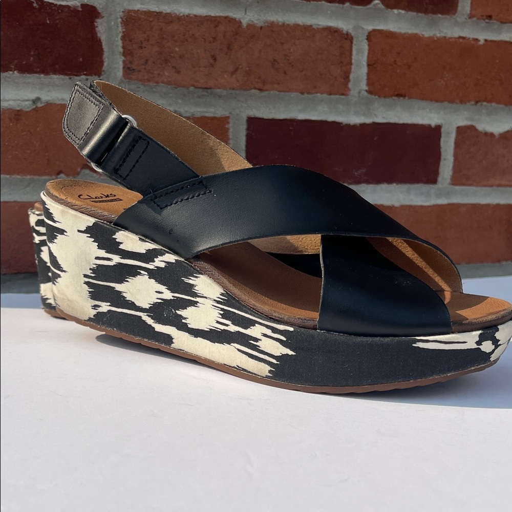 Clarks Ikat Wedge Heel in size 8 Clarks Cushion soft technology.